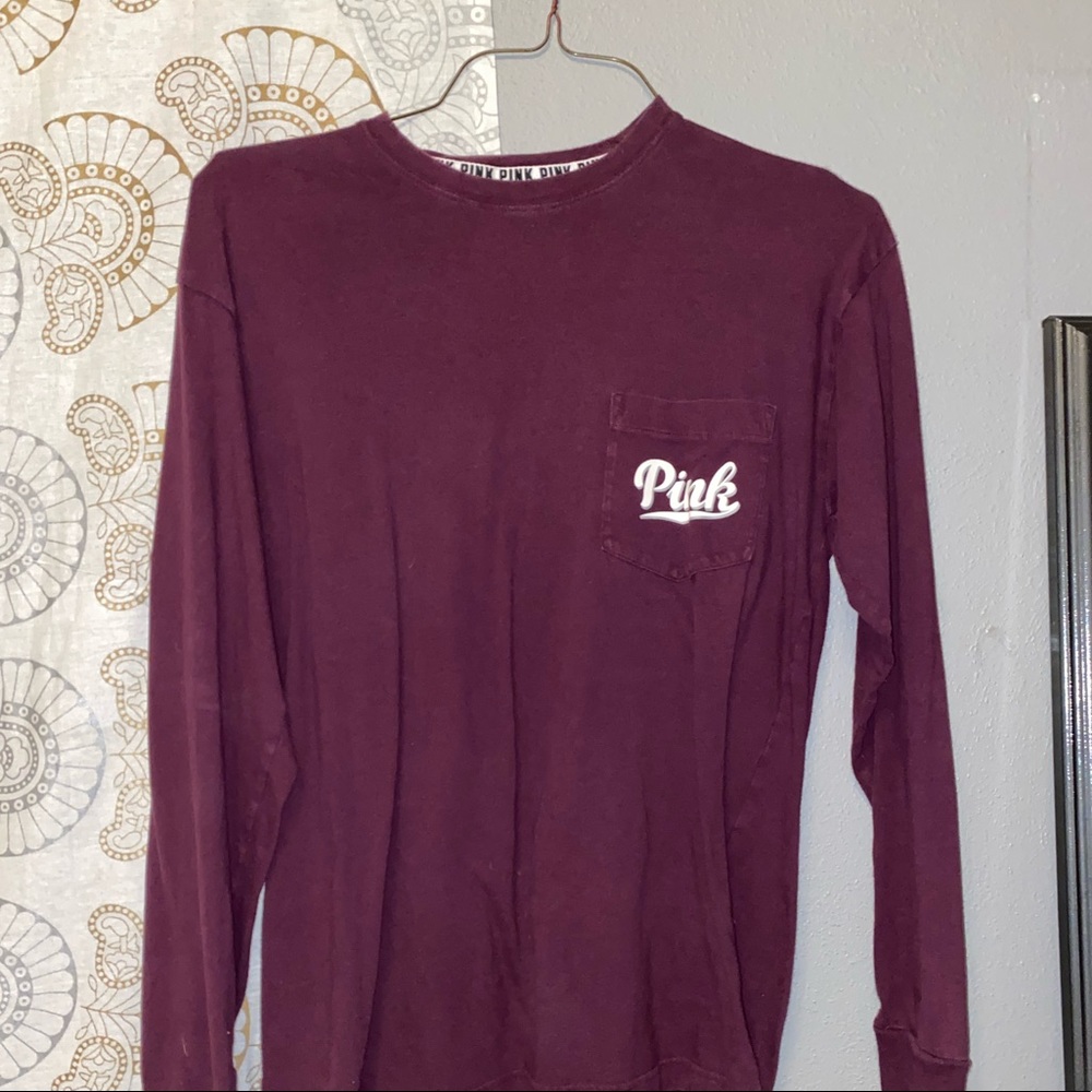 Pink Maroon Long Sleeve Shirt